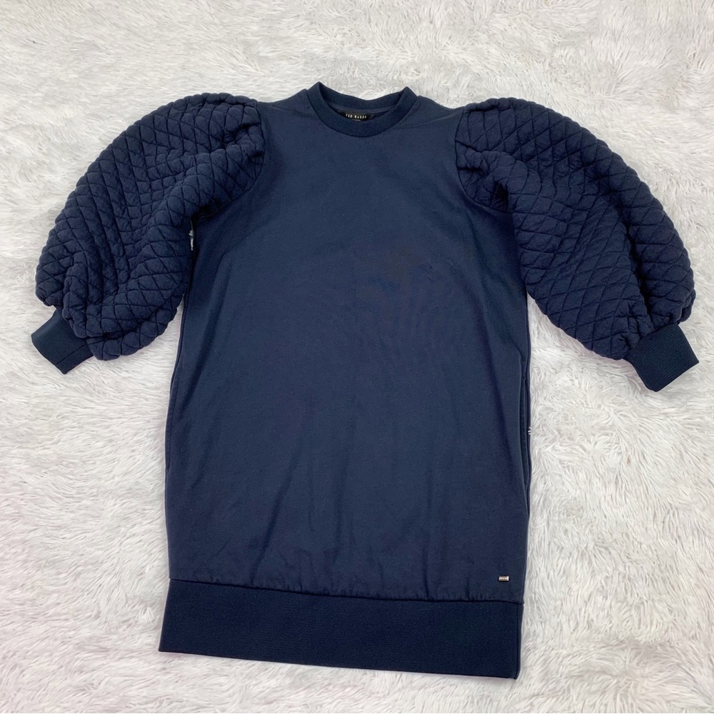 Ted Baker balloon sleeve crew neck sweatshirt tunic navy blue